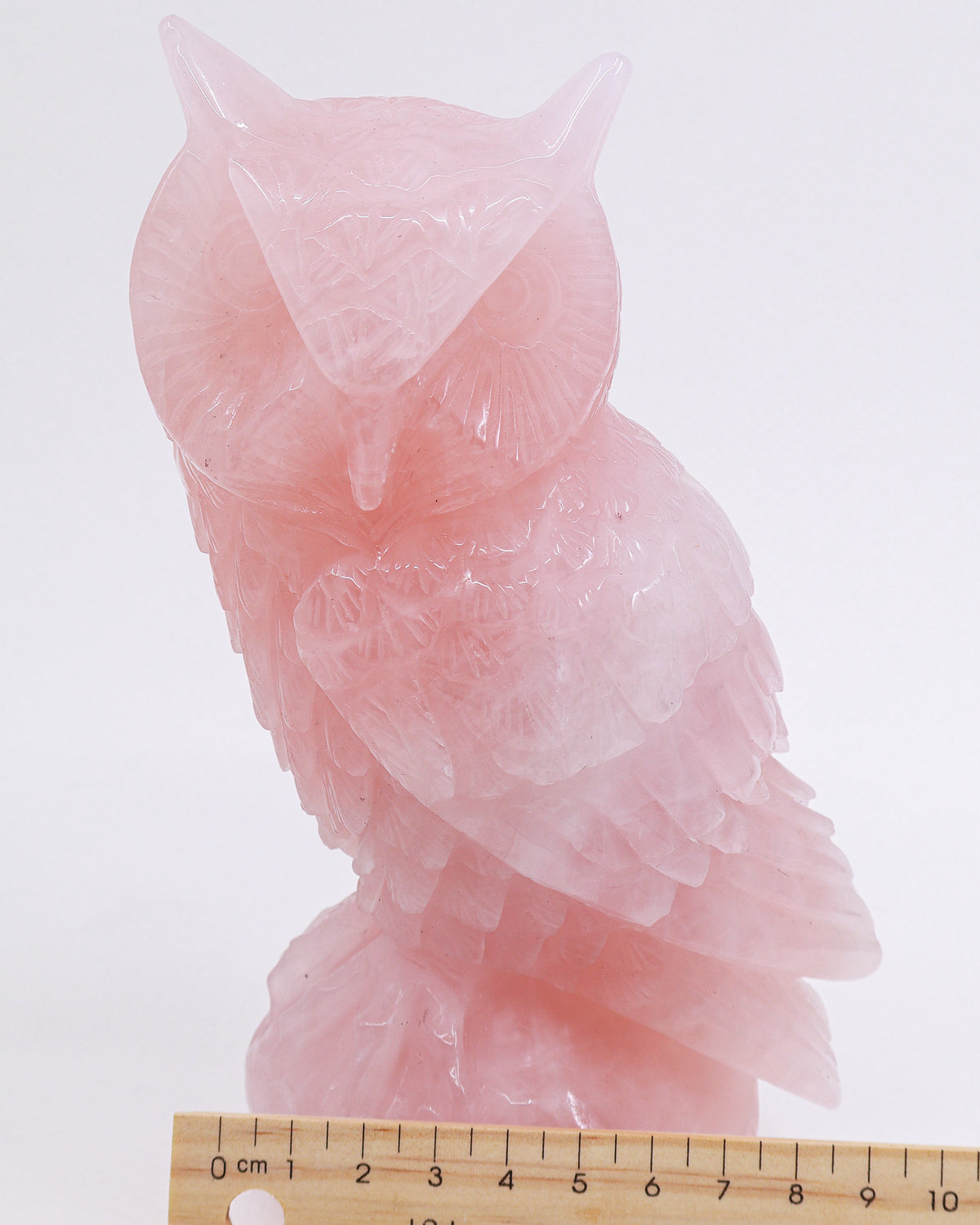 Rose Quartz Owl Carving 1.517kg – The Guardian of the Heart | Love, Wisdom & Compassion