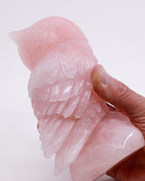 Rose Quartz Owl Carving 1.517kg – The Guardian of the Heart | Love, Wisdom & Compassion