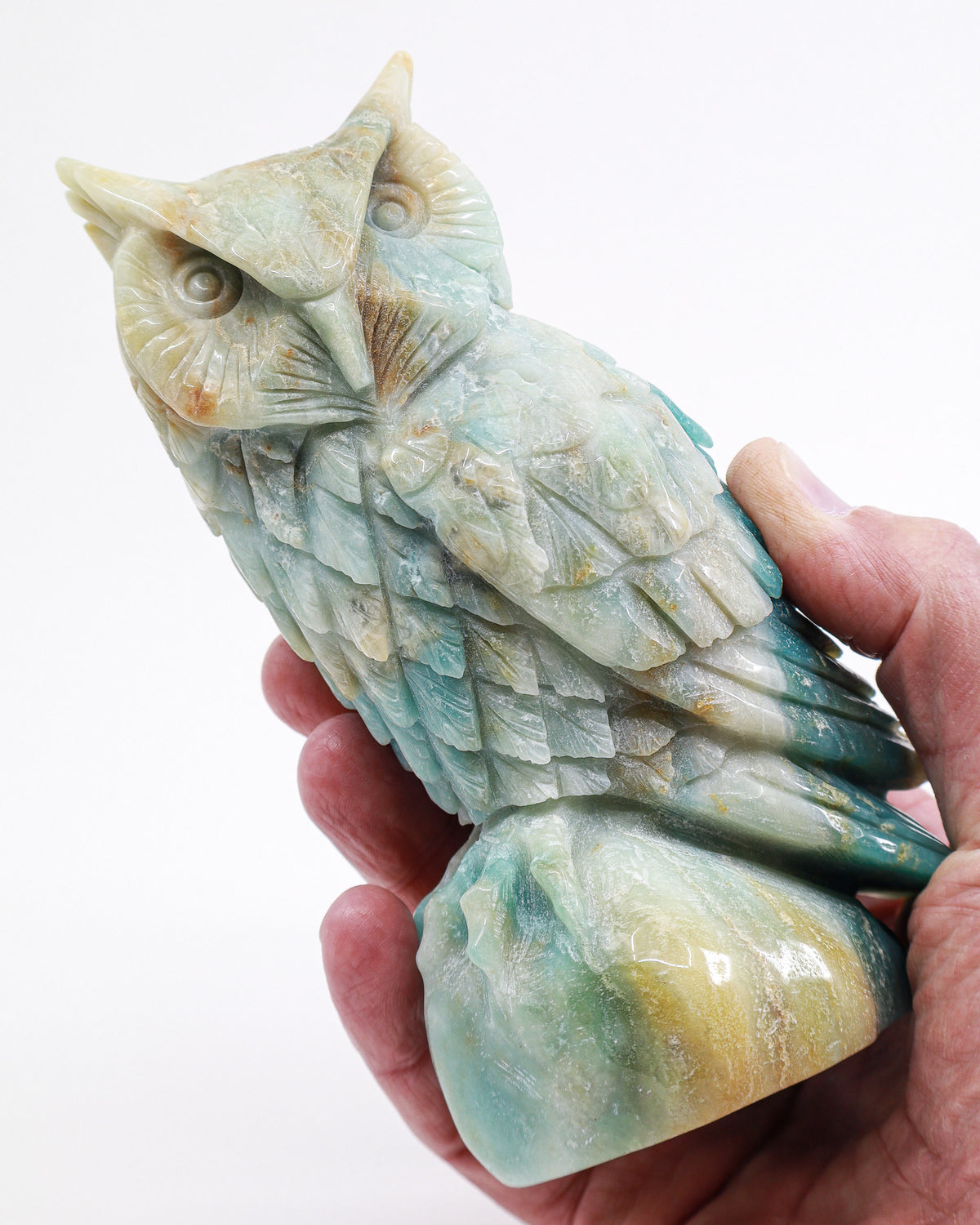 Amazonite Owl Carving 988g – The Guardian of Truth | Harmony, Wisdom & Intuition