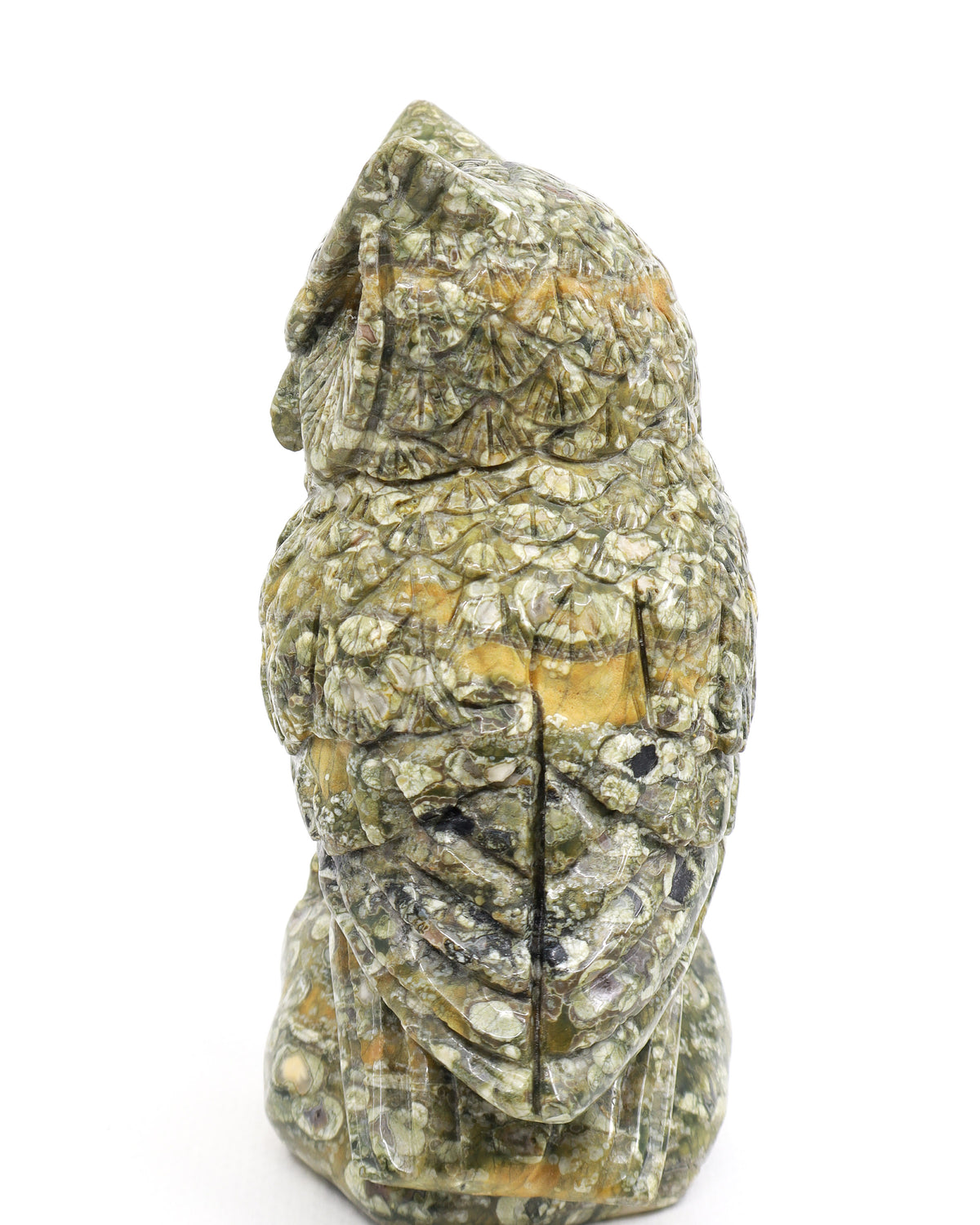 Rainforest Jasper (Rhyolite) Owl Carving 998g – Ancient Forest Guardian | Wisdom, Protection & Grounding