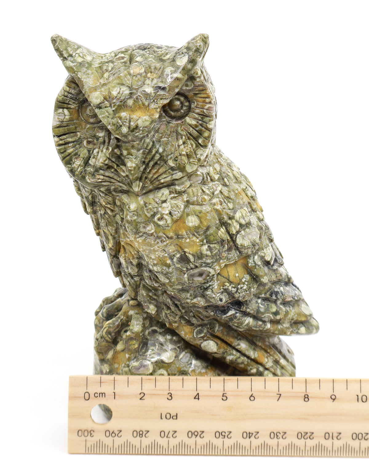 Rainforest Jasper (Rhyolite) Owl Carving 998g – Ancient Forest Guardian | Wisdom, Protection & Grounding