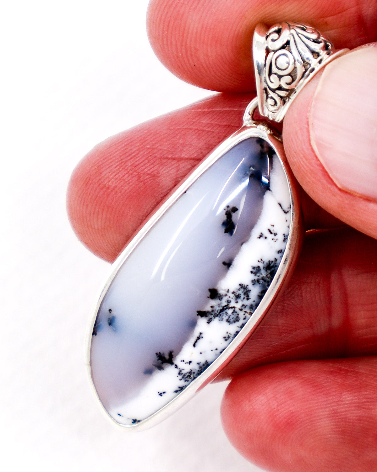 Dendritic Agate Sterling Silver Pendant – The Misty Forest | Grounding & Growth