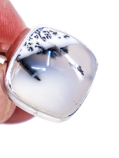 Dendritic Agate Sterling Silver Ring Size 9 – The Secret Garden | Growth & Grounding