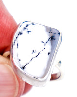 Dendritic Agate Sterling Silver Ring Size 9 – The Enchanted Forest | Growth & Grounding