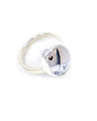 Natural Dendritic Agate sterling silver ring size 7 with 1.8cm smoky grey and white Agate cabochon and black tree-like dendritic inclusions.