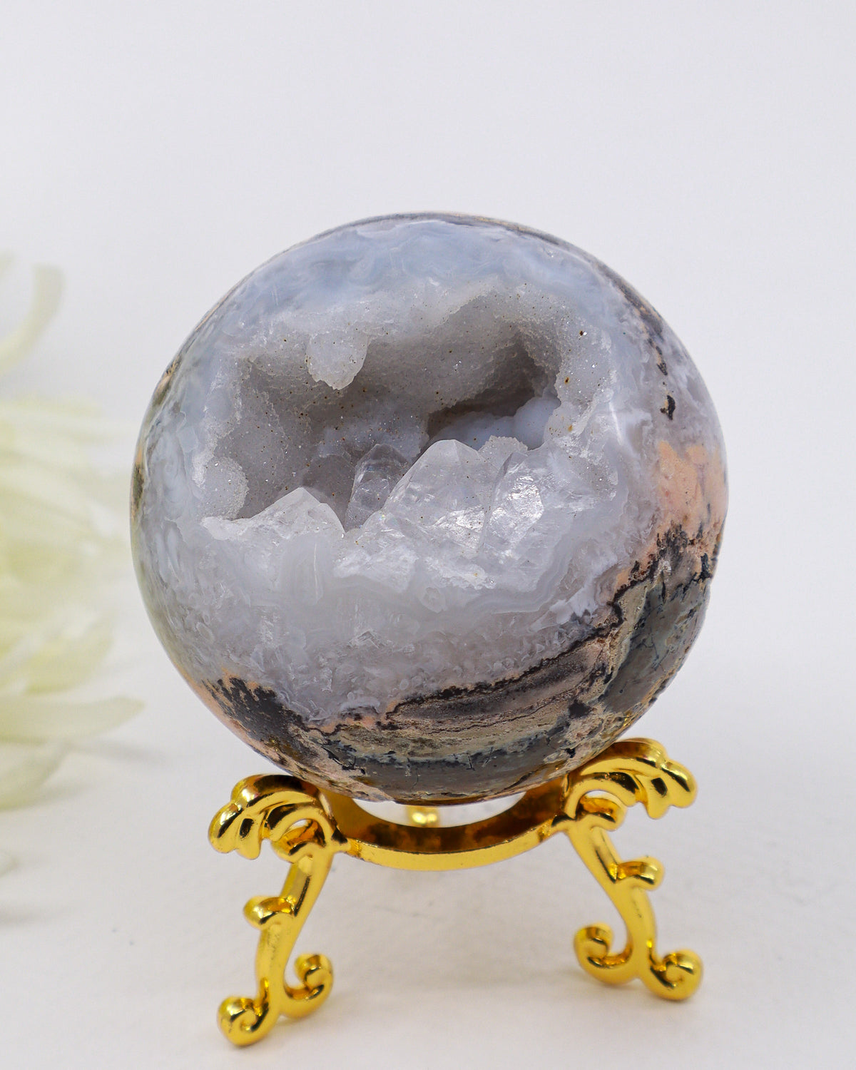 Druzy Agate Geode Sphere 295g – The Crystal Sanctuary | Peace & Harmony