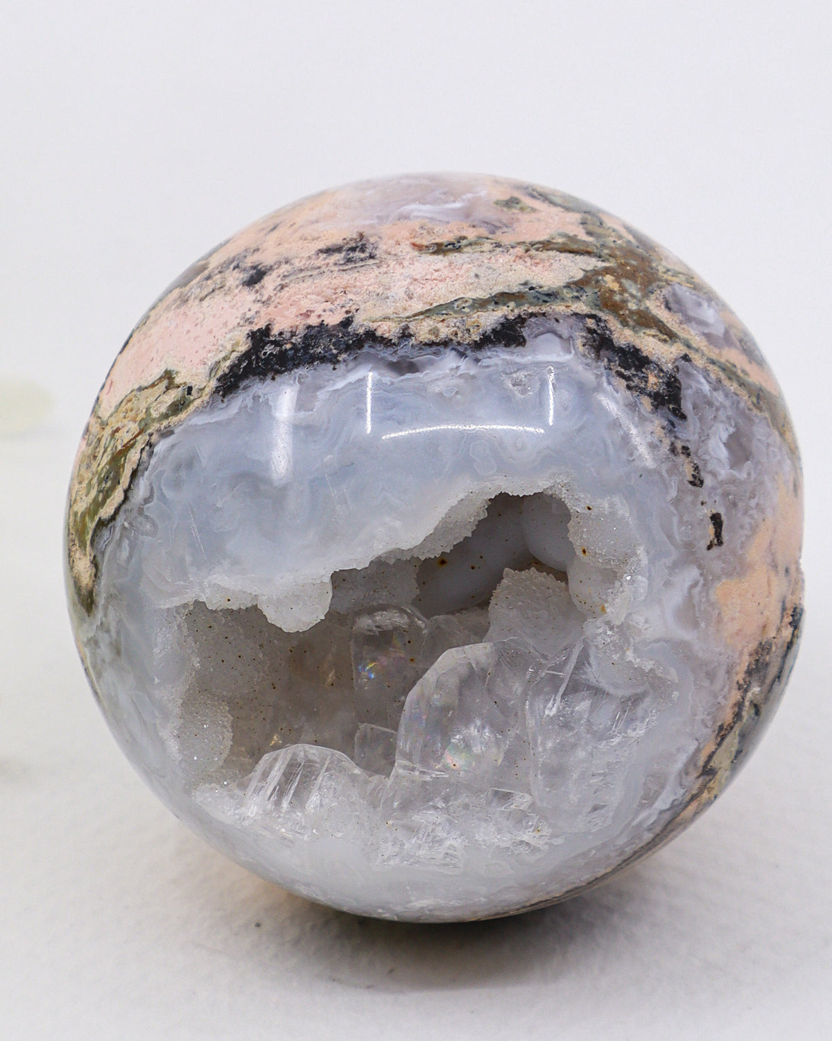 Druzy Agate Geode Sphere 295g – The Crystal Sanctuary | Peace & Harmony