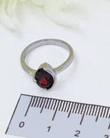 Garnet Sterling Silver Ring – Inner Flame | Size 7