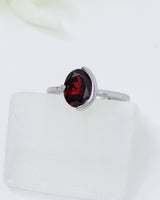 Garnet Sterling Silver Ring – Inner Flame | Size 7