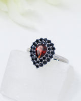 Garnet & Black Spinel Sterling Silver Ring – Dark Flame | Size 7