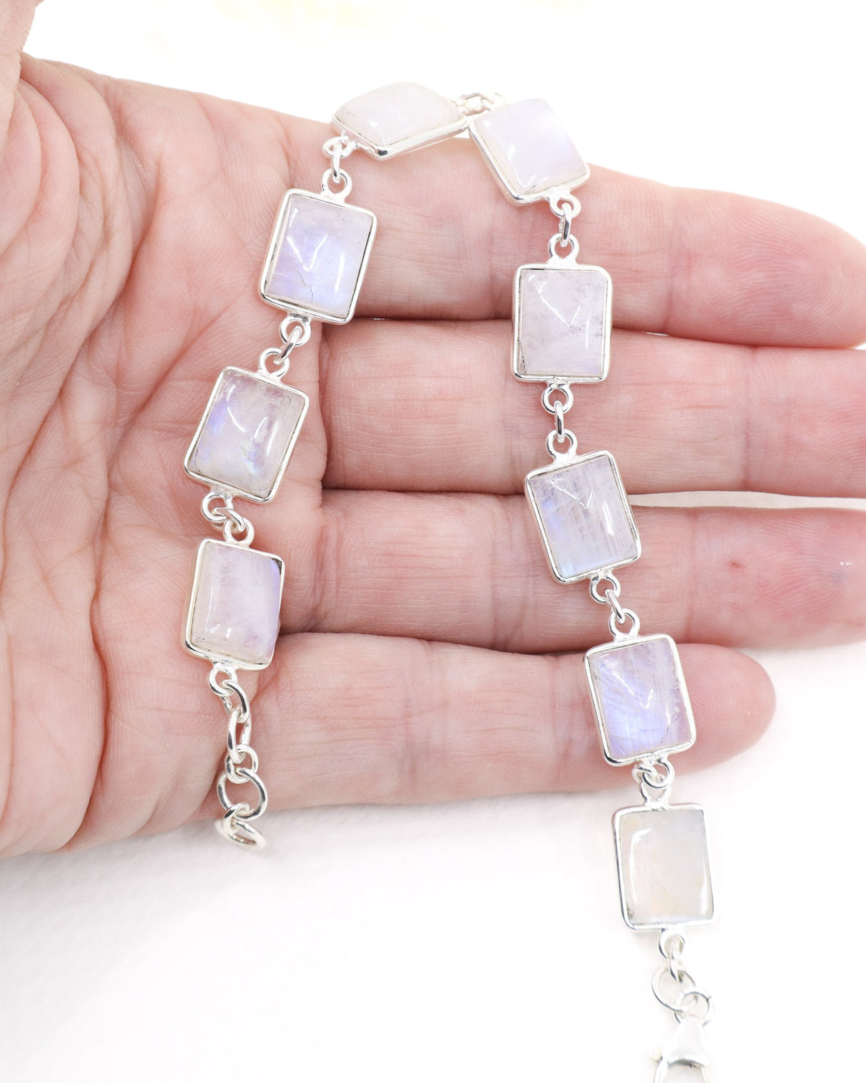 Rainbow Moonstone Silver Bracelet | Intuition, Feminine Energy & New Beginnings