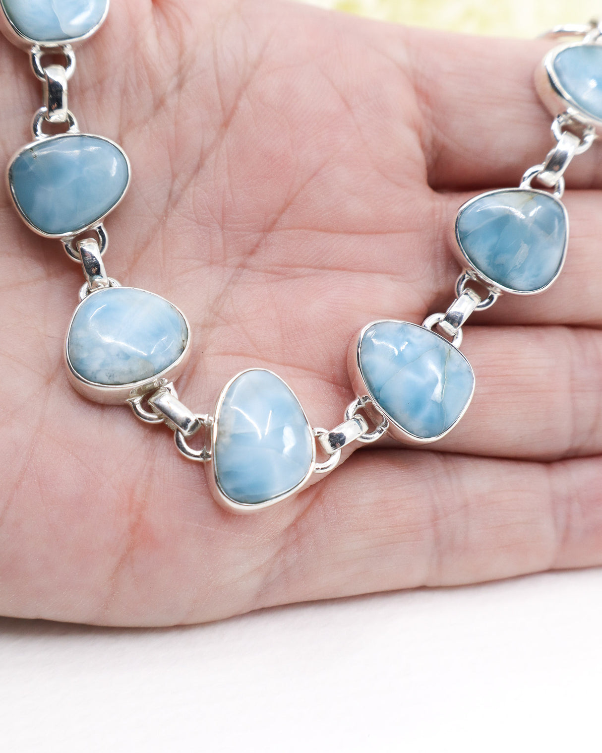 Large Larimar Statement Silver Bracelet | Ocean Serenity & Divine Feminine Energy
