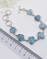 Large Larimar Statement Silver Bracelet | Ocean Serenity & Divine Feminine Energy