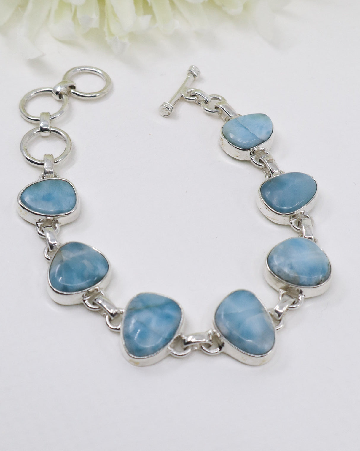 Large Larimar Statement Silver Bracelet | Ocean Serenity & Divine Feminine Energy