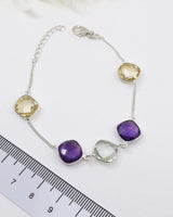Amethyst, Citrine & Green Amethyst (Prasiolite) Bracelet | Balance, Abundance & Spiritual Harmony