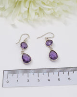 Amethyst Sterling Silver Drop Earrings | Faceted Teardrop Design | Calm & Intuition