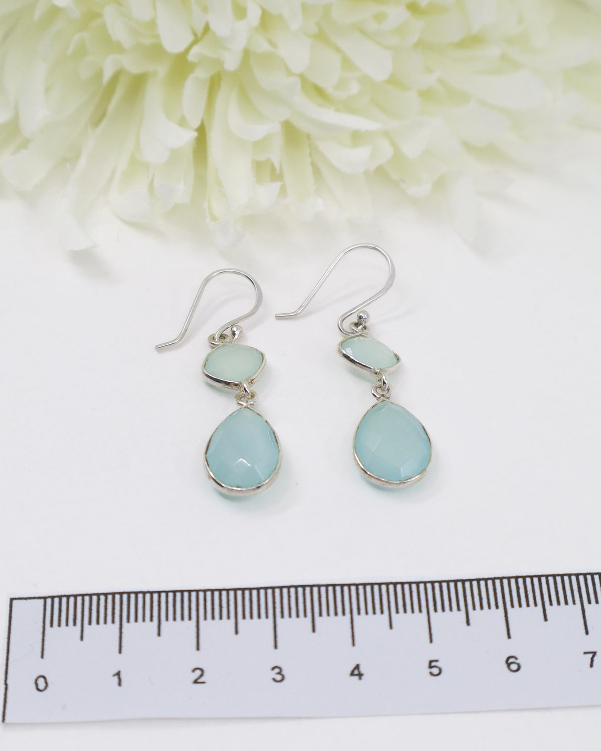Blue Chalcedony Sterling Silver Drop Earrings | Peace & Communication