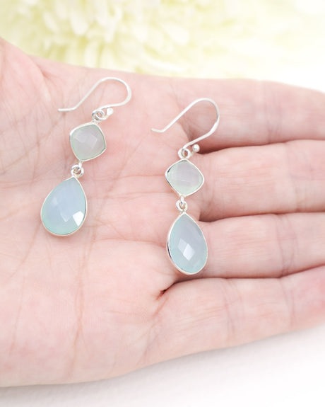 Blue Chalcedony Sterling Silver Drop Earrings | Peace & Communication