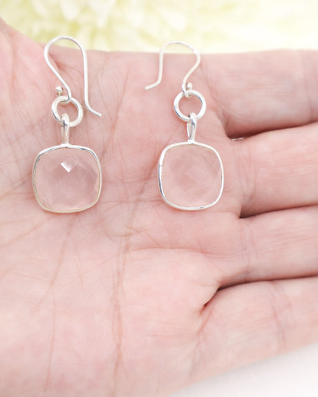 Rose Quartz Sterling Silver Earrings | Love & Self Love