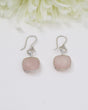 Rose Quartz sterling silver faceted drop earrings in polished sterling silver with soft pink healing crystal gemstones.