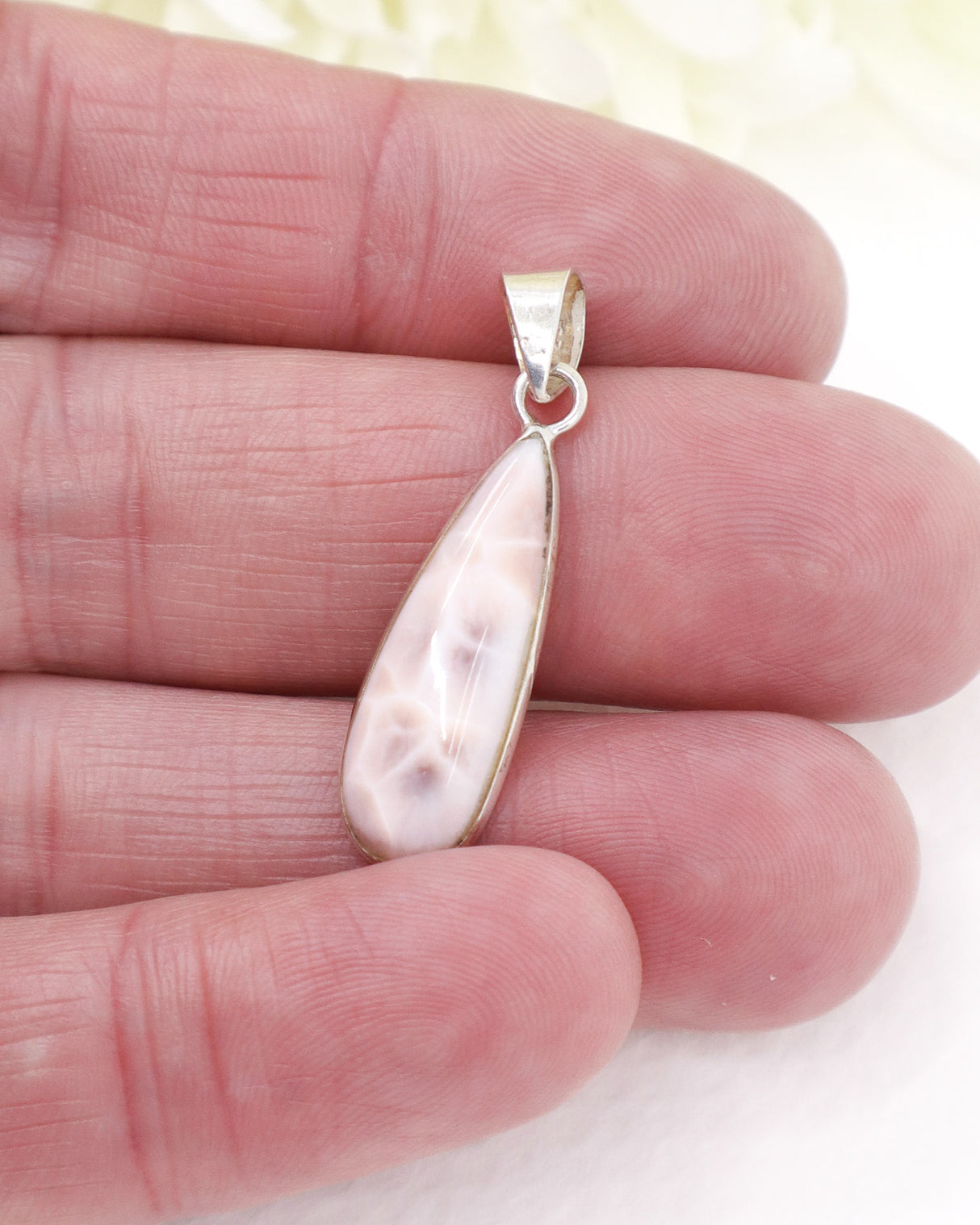 Pink Natrolite (“Pink Larimar”) Pendant | Sterling Silver | Divine Feminine & Emotional Healing