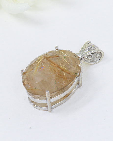 Golden Rutilated Quartz Pendant | Threads of Destiny | Abundance & Manifestation