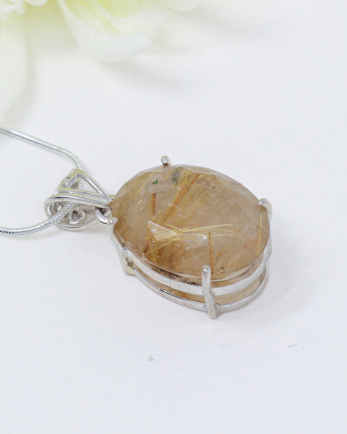 Golden Rutilated Quartz Pendant | Threads of Destiny | Abundance & Manifestation