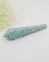 Hemimorphite Crystal Wand 160g with Gold Stand – Emotional Healing & Peace