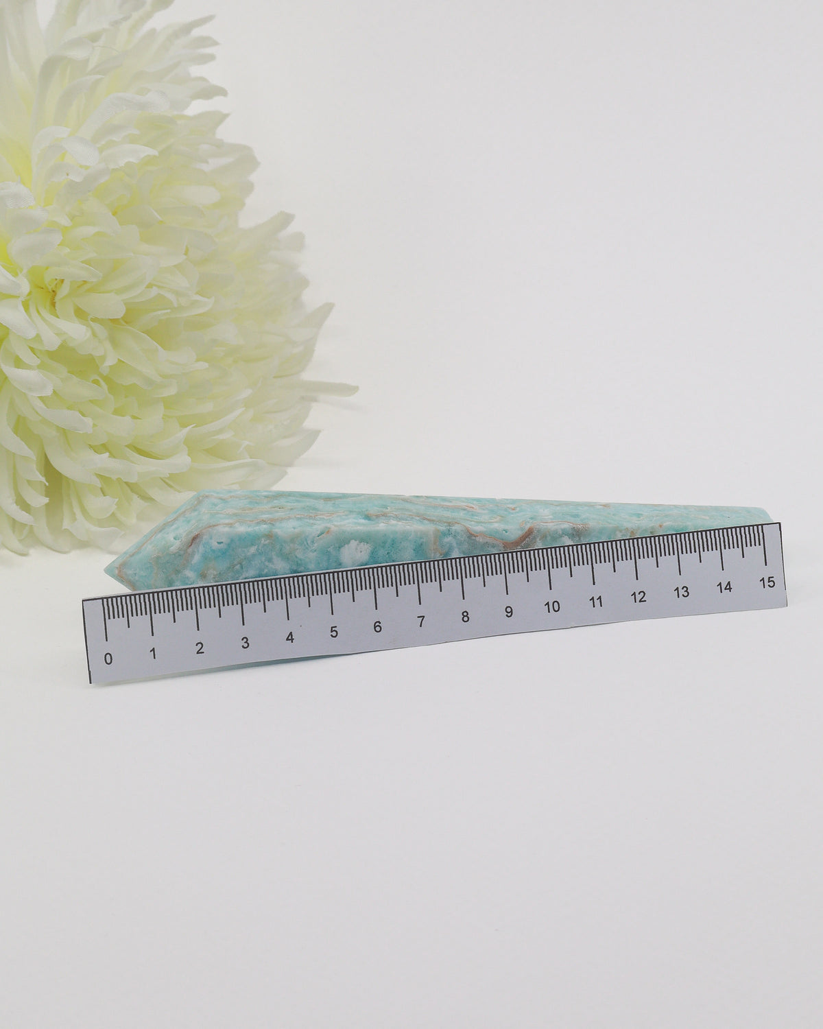 Hemimorphite Crystal Wand 160g with Gold Stand – Emotional Healing & Peace