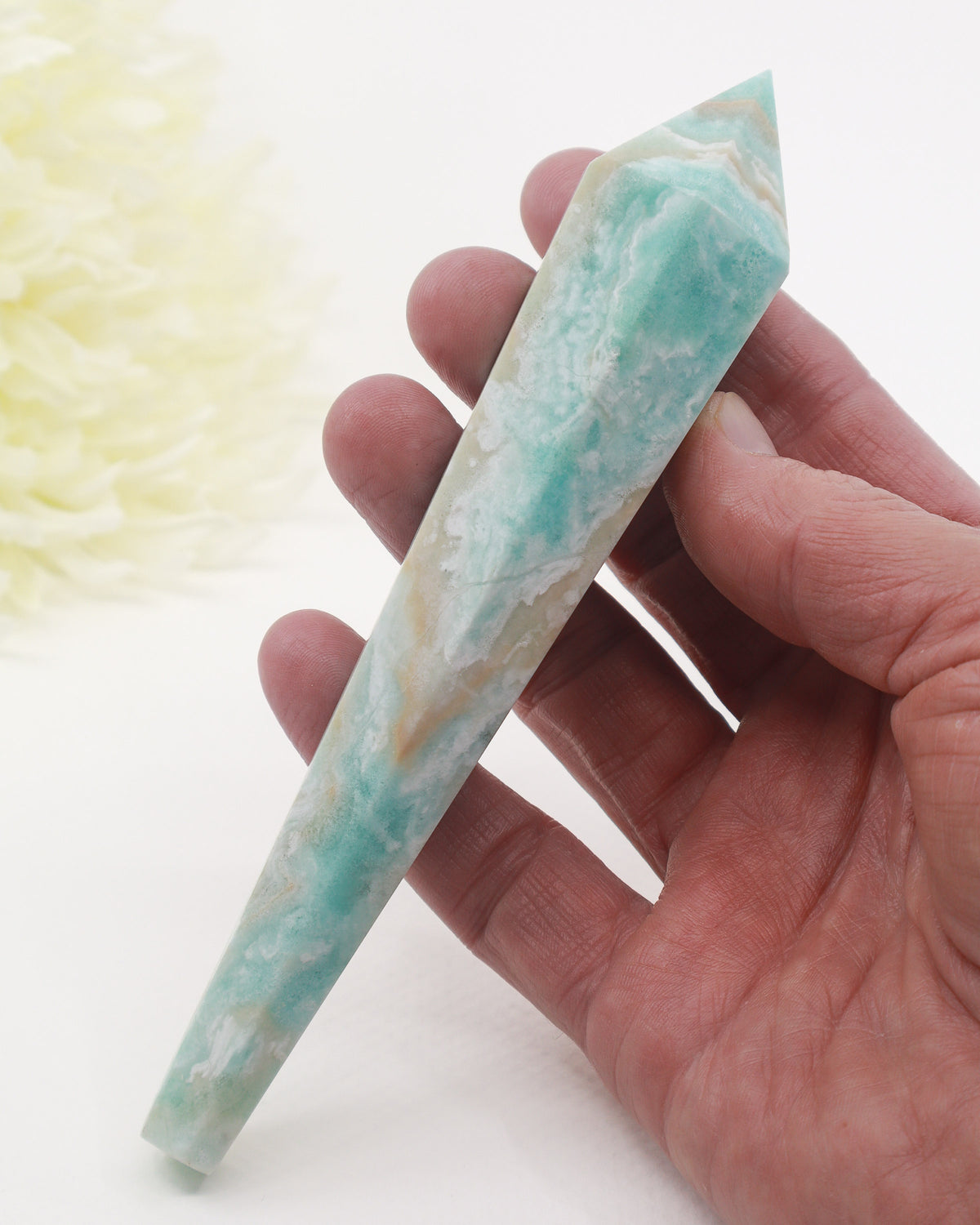 Hemimorphite Crystal Wand 140g – The Voice of Serenity | Communication & Emotional Healing