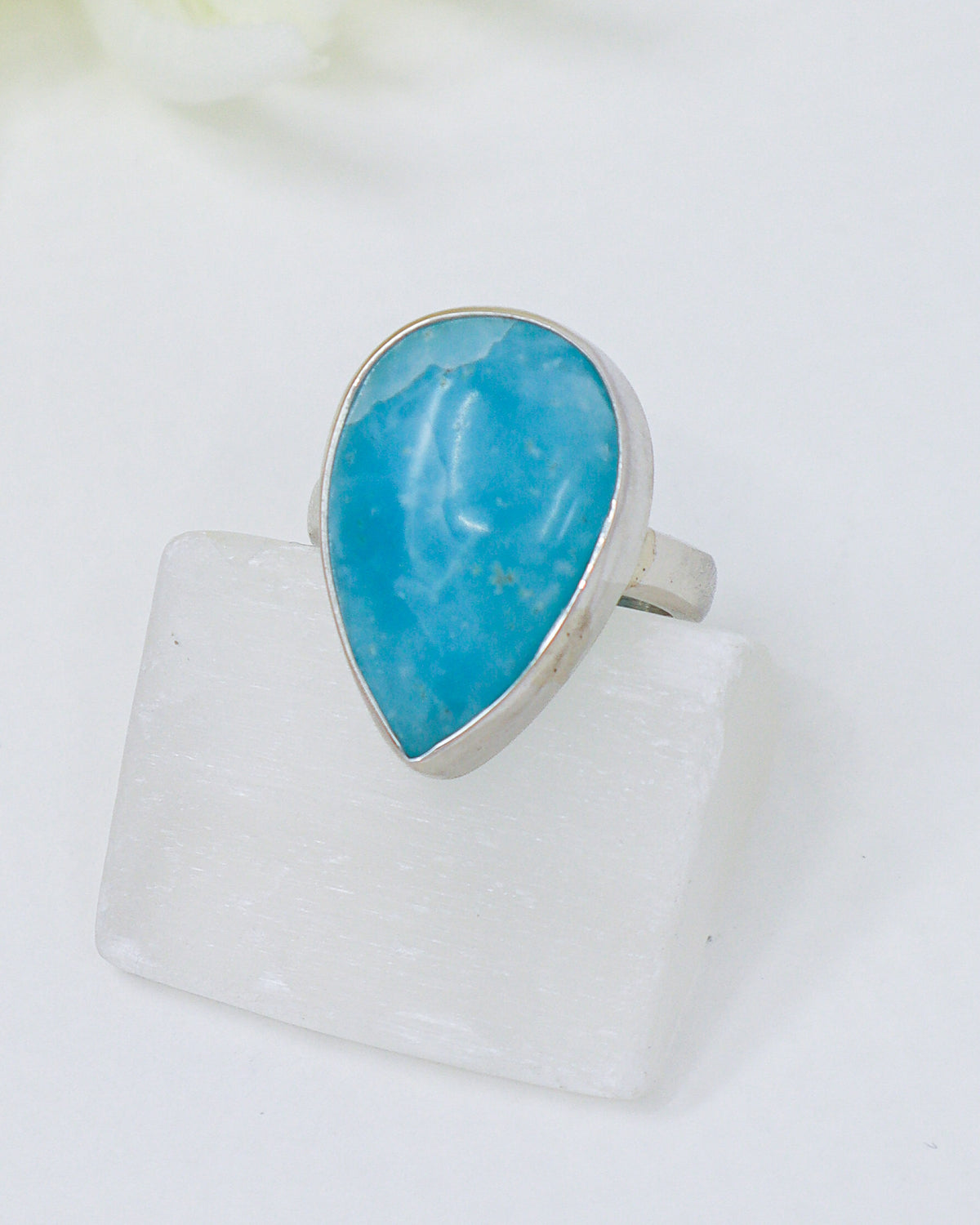 Hemimorphite Sterling Silver Ring Size 9 | Calm & Communication