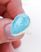 Hemimorphite Sterling Silver Ring Size 9 | Calm & Communication