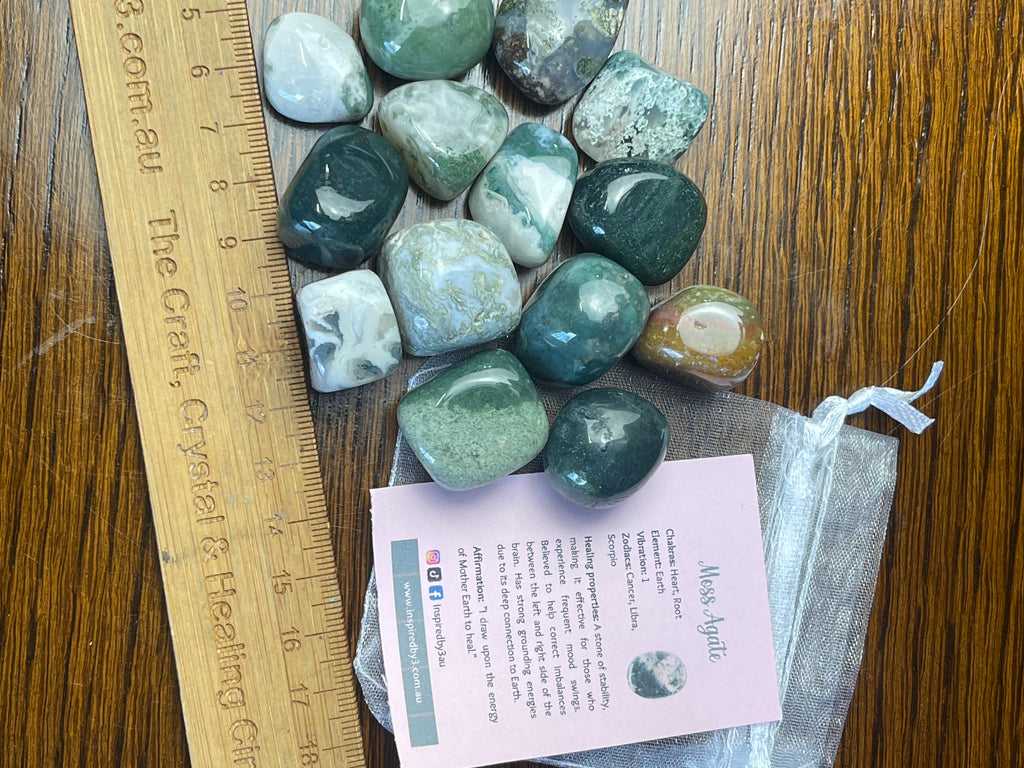 Moss Agate Tumbled - Grounding. Deep Connection to Earth & Nature Spirits