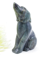 Moon Guardian Labradorite Wolf Carving