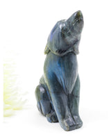 Moon Guardian Labradorite Wolf Carving