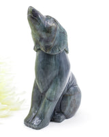 Moon Guardian Labradorite Wolf Carving
