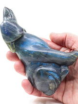 Moon Guardian Labradorite Wolf Carving