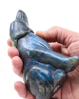 Moon Guardian Labradorite Wolf Carving