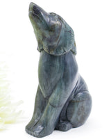 Moon Guardian Labradorite Wolf Carving