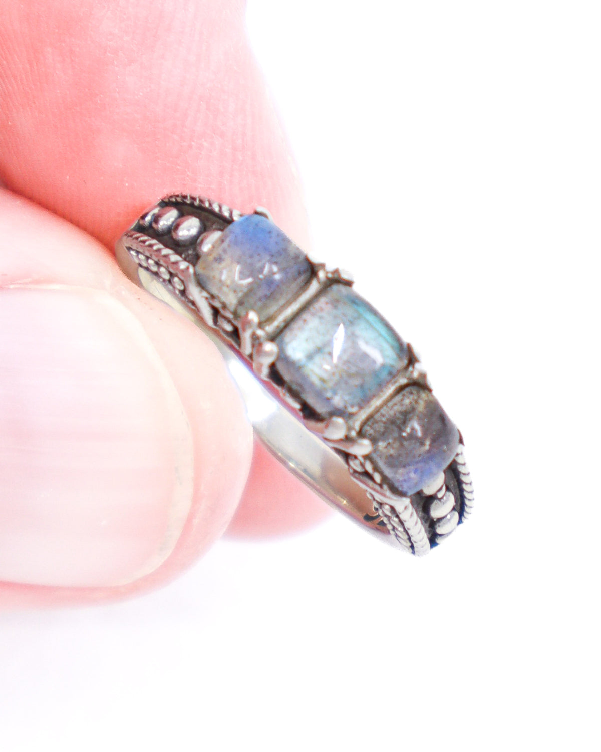 Labradorite Sterling Silver Ring Size 8 – The Mystic Trio | Intuition & Protection
