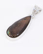 Natural Labradorite sterling silver teardrop pendant with bronze gold, green and blue flash, ornate .925 silver scrollwork bail and complimentary snake chain.