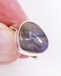 Natural Labradorite sterling silver ring size 6 with violet blue and lavender flash, triangular Labradorite gemstone crystal ring.