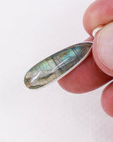 Natural Labradorite sterling silver pendant with aqua blue, green and golden flash, elongated teardrop Labradorite gemstone in .925 silver with snake chain.