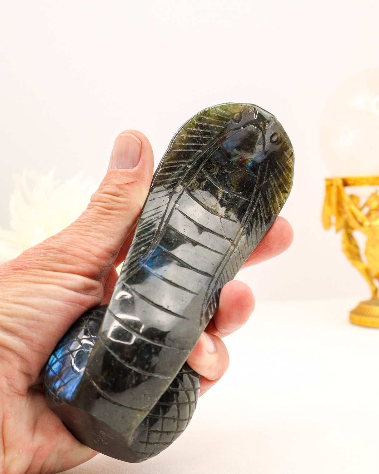 Labradorite Snake Carving | 18cm | 443g | Protection & Transformation