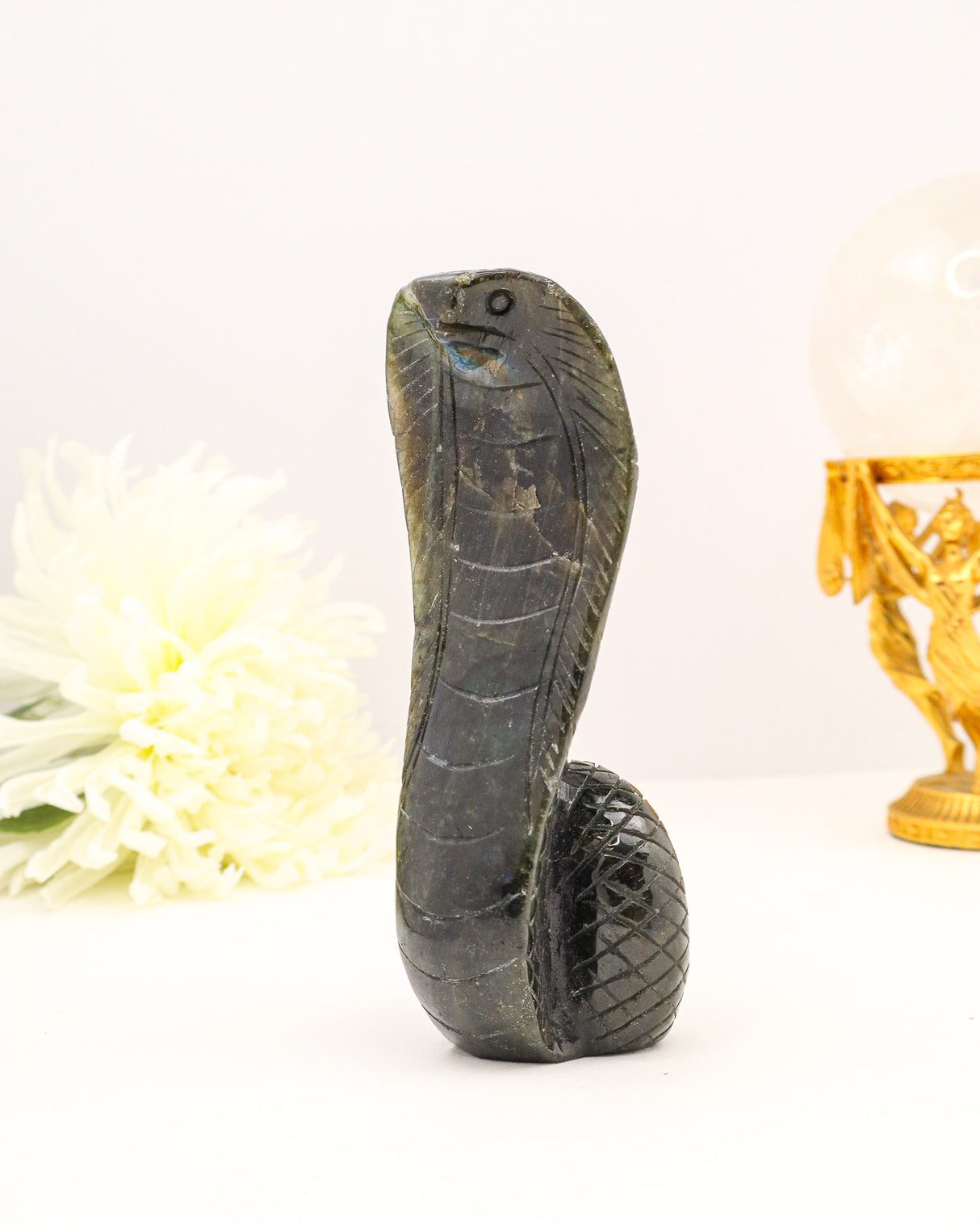 Labradorite Snake Carving | 18cm | 443g | Protection & Transformation
