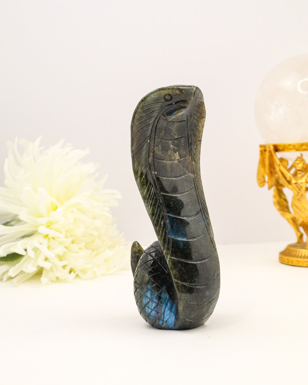Labradorite Snake Carving | 18cm | 443g | Protection & Transformation
