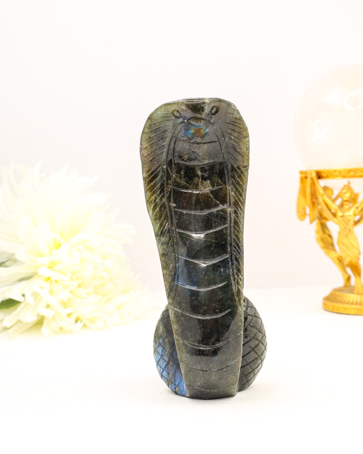 Labradorite Snake Carving | 18cm | 443g | Protection & Transformation