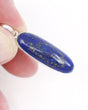 Natural Lapis Lazuli sterling silver pendant with deep royal blue stone and golden pyrite, elongated oval Lapis crystal necklace Australia.