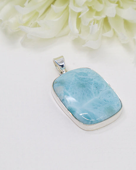 Large Larimar Silver Pendant | Ocean Wisdom & Inner Peace