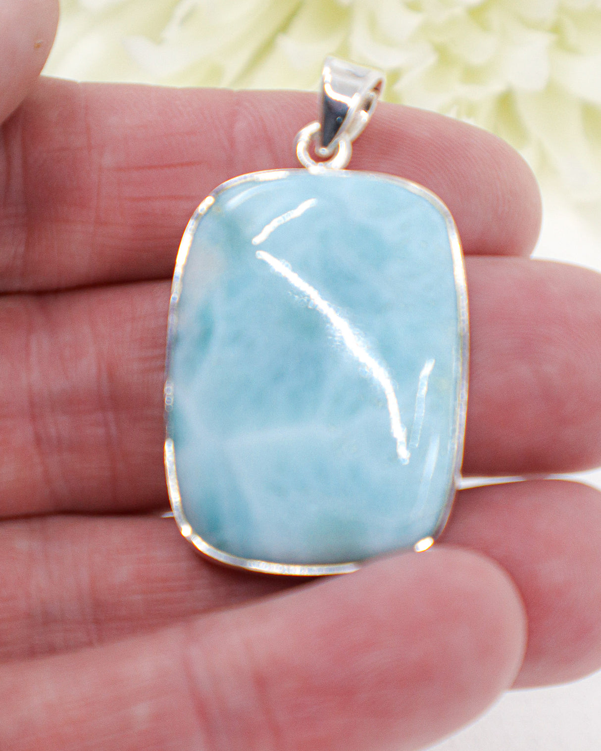 Large Larimar Silver Pendant | Ocean Wisdom & Inner Peace